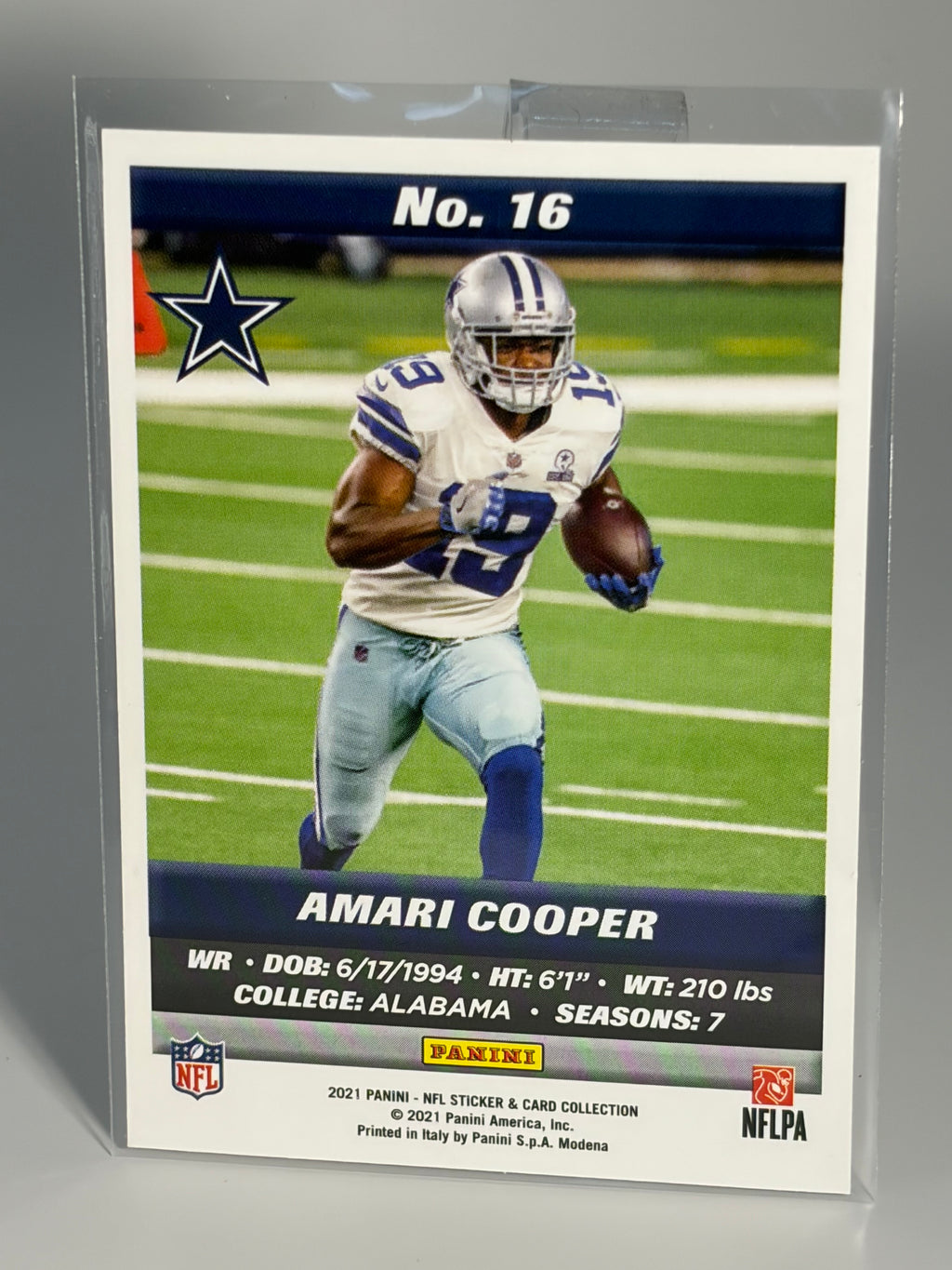 Football trading card of Amari Cooper with Dallas Cowboys logo