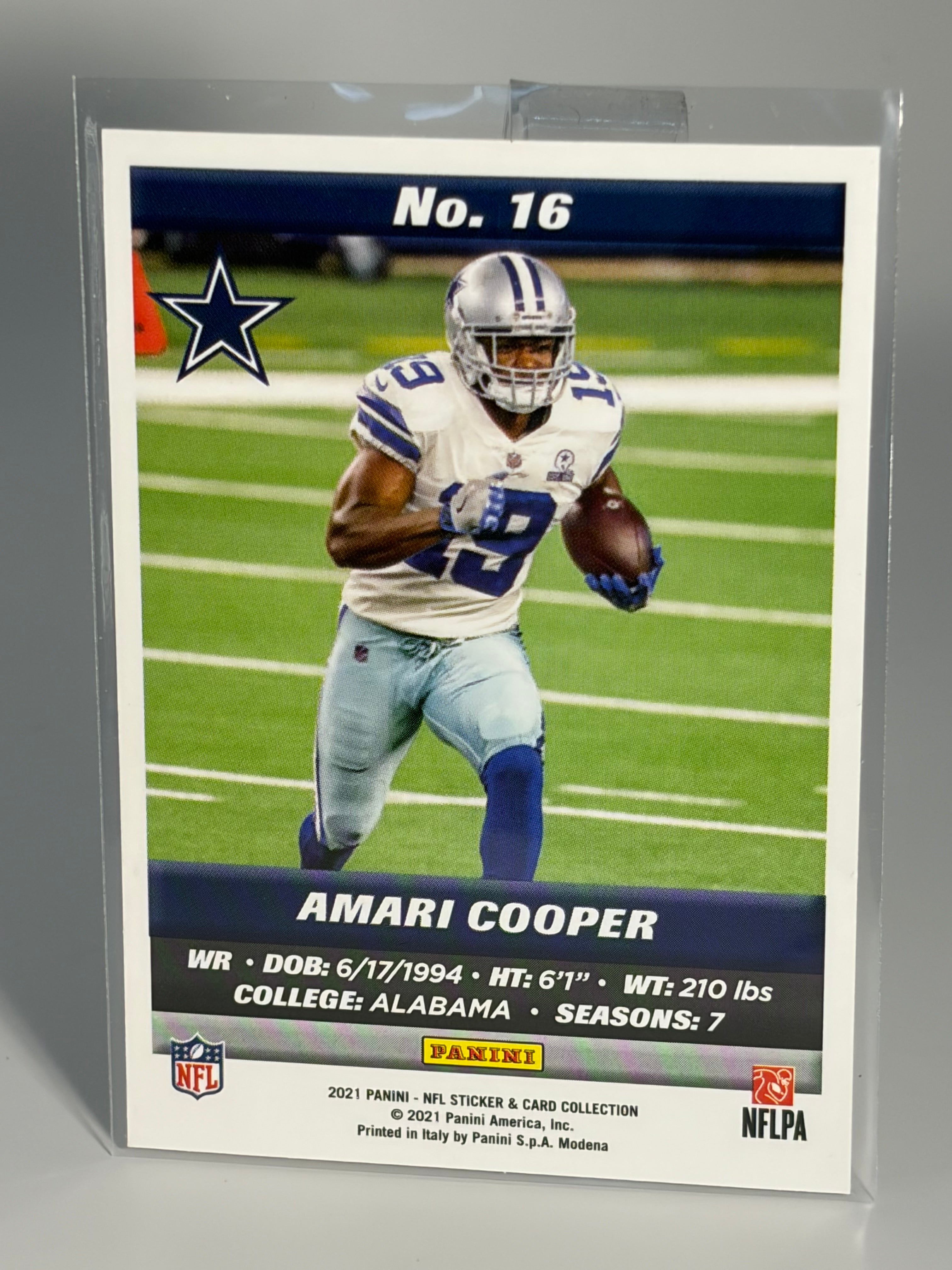 Football trading card of Amari Cooper with Dallas Cowboys logo