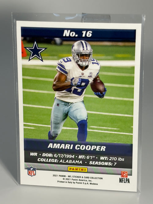 Football trading card of Amari Cooper with Dallas Cowboys logo