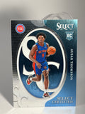 Basketball trading card of Ausar Thompson on a gray background