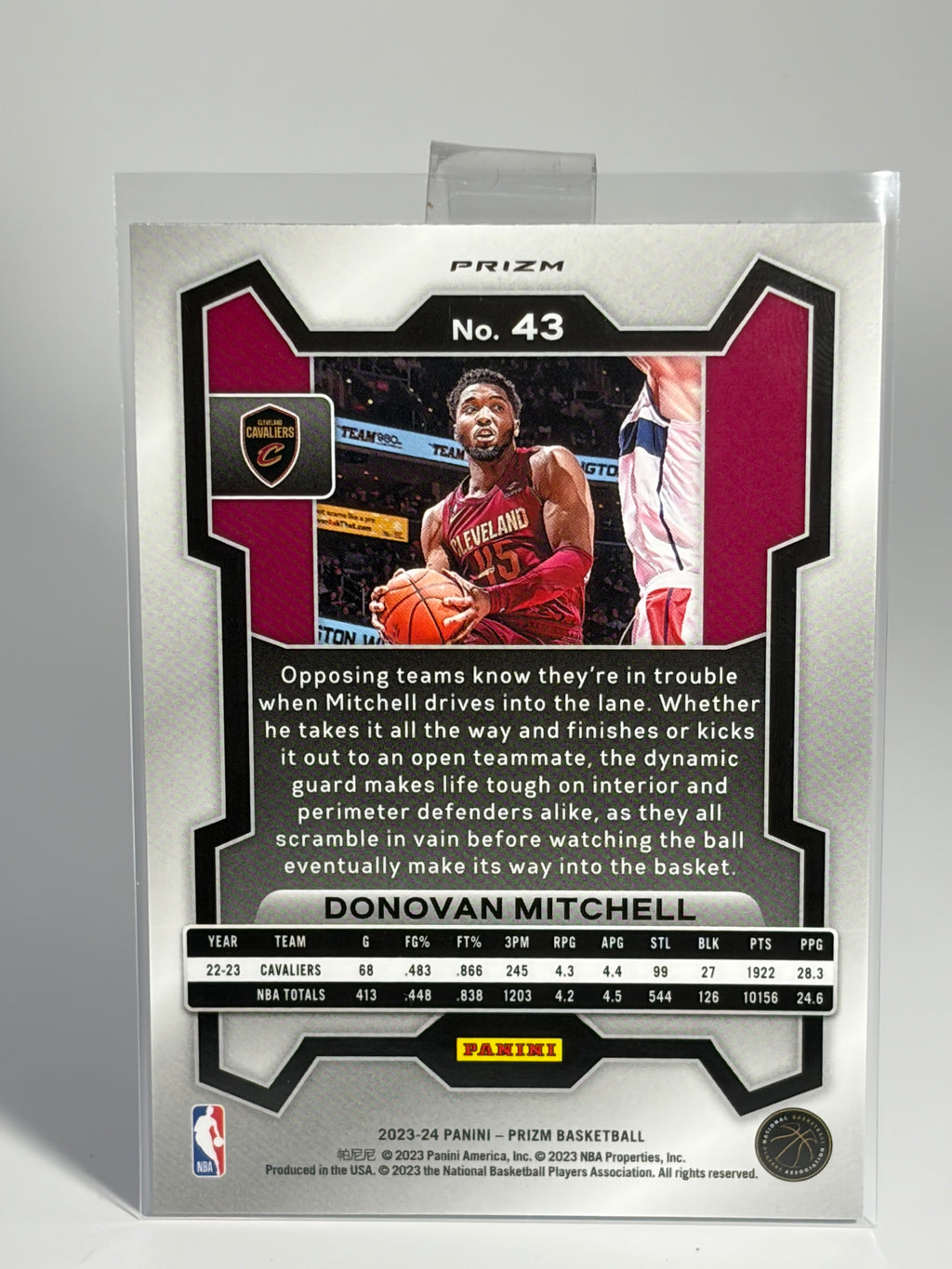 Donovan Mitchell 2023-24 Panini Prizm Red White Blue Parallel