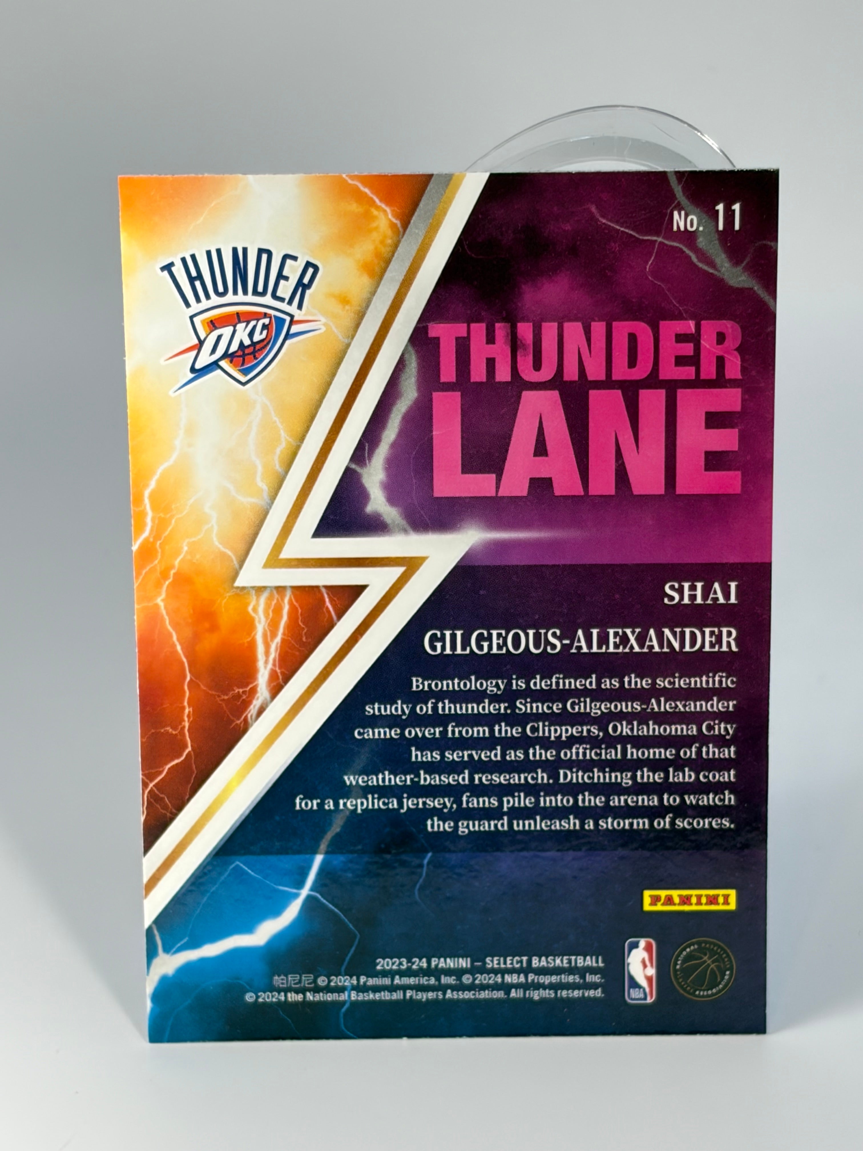 Trading card with 'Thunder Lane' and 'Shai Gligorous-Alexander' on a gray background